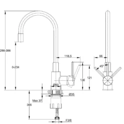 Kielle Aura - Keukenkraan Met Flexibele Uitloop, Chroom/zwart 10502100 -Exporteren Kraan Lux Winkel 029fe1f41264de5e04d0efda
