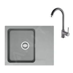 Franke Sets - Set T95, Tectonite Spoelbak OID 611-62 En Kraan FP 9000.084, Grijs 143.0675.617