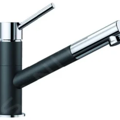 Blanco Kano S - Keukenraan Met Uittrekbare Sproeikop, Zwart/chroom 526174