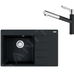 Franke Sets - Set G219, Fragraniet Spoelbak CNG 611-78 TL/2 En Keukenkraan FC 3055.071, Onyx/chroom 114.0650.826