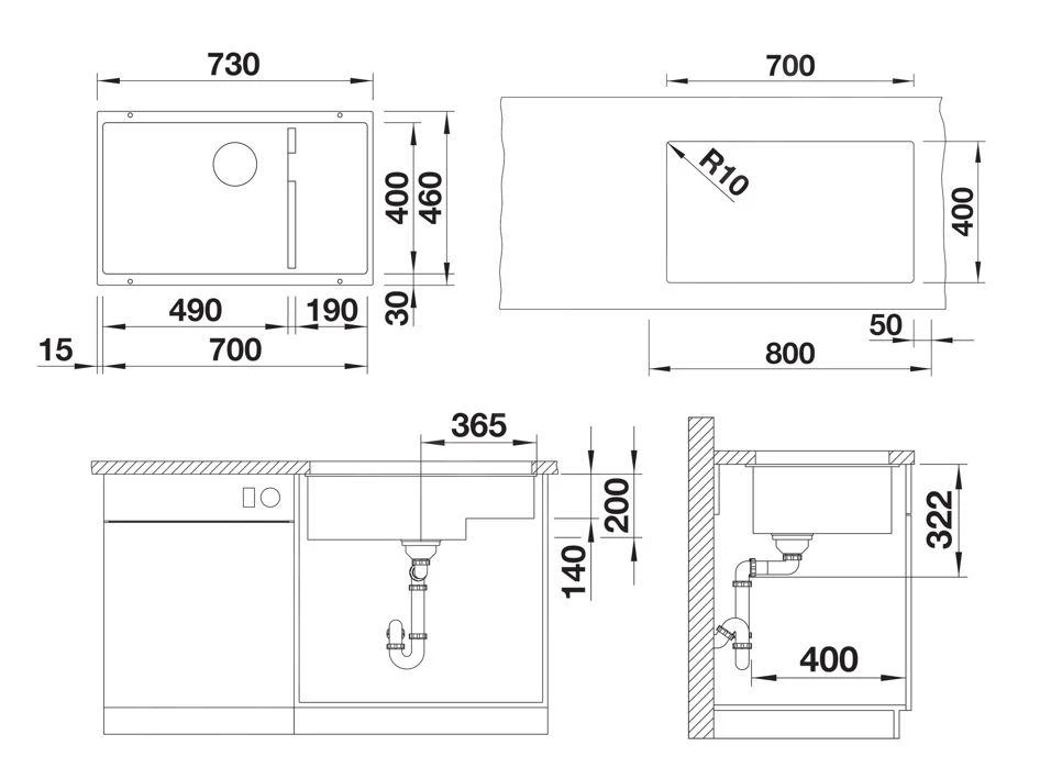 Blanco Subline 700 - Silgranit Spoelbak, 730x460 Mm, InFino, Grijs 527355 4 Blanco Subline 700 - Silgranit Spoelbak, 730x460 Mm, InFino, Grijs 527355 - Afbeelding 2