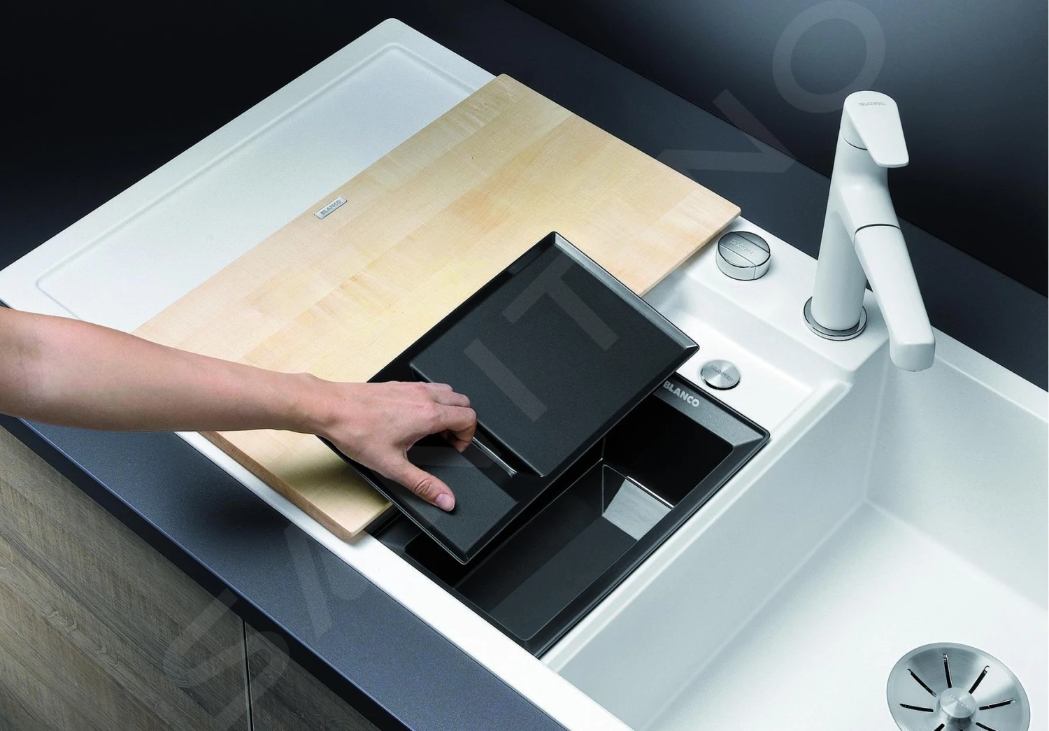 Blanco Collectis 6 - Silgranit Spoelbak, 1000x510 Mm, Met Draaiknopbediening En Met Accessoires, Wit 523348 10 Blanco Collectis 6 - Silgranit Spoelbak, 1000x510 Mm, Met Draaiknopbediening En Met Accessoires, Wit 523348 - Afbeelding 8