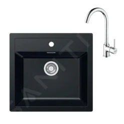 Franke Sets - Keukenset T102, Tectonite Spoelbak SID 610 En Keukenkraan FP 9000.031, Zwart/chroom 143.0675.710