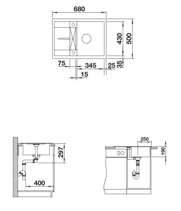Blanco Metra 45 - Silgranit Spoelbak, 680x500 Mm, Compact, Zwart 525912 4 Blanco Metra 45 - Silgranit Spoelbak, 680x500 Mm, Compact, Zwart 525912 - Afbeelding 2