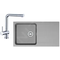 Franke Sets - Spoelbakset T39, OID 611 Tectonite Spoelbak, Grijs + Keukenkraan SAMOA, Chroom 114.0441.293
