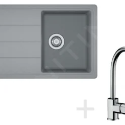 Franke Sets - Spoelbakset G56, BFG 611-78 Graniet Spoelbak, Steengrijs + Keukenkraan FC 650, Chroom 114.0323.879