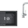 Franke Sets - Set T81, Tectonite Spoelbak S2D 611-78 En Keukenkraan SAMOA, Zwart/chroom 143.0618.709