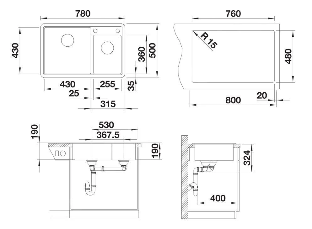 Blanco Legra 8 - Silgranit Spoelbak, 780x500 Mm, Grijs 527272 4 Blanco Legra 8 - Silgranit Spoelbak, 780x500 Mm, Grijs 527272 - Afbeelding 2