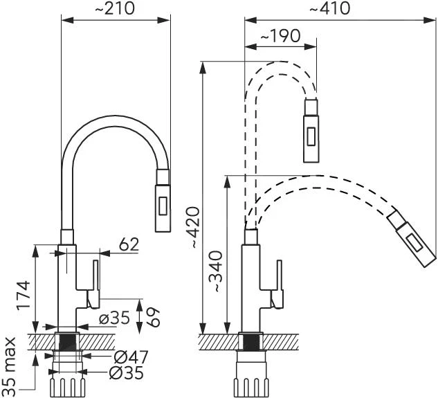 Novaservis Ferro - Keukenkraan Met Flexibele Arm, Dualspray, Zwart/chroom 70730,0C 4 Novaservis Ferro - Keukenkraan Met Flexibele Arm, Dualspray, Zwart/chroom 70730,0C - Afbeelding 2