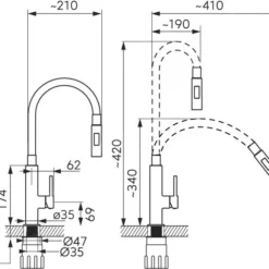 Novaservis Ferro - Keukenkraan Met Flexibele Arm, Dualspray, Grijs/chroom 70730,0S -Exporteren Kraan Lux Winkel 1af57f51698bdb719e510e6e 3