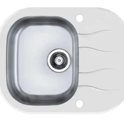 Alveus Wave - Spoelbak 620x500 Mm, Met Draaiknopbediening, Wit Glas/rvs 1102727