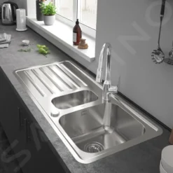 Hansgrohe Spoelbakken - Inbouw Spoelbak S4113-F500 Met Afdruip En Waste Inrichting, RVS 43339800 -Exporteren Kraan Lux Winkel 241d8ea09ceffe33591b641f
