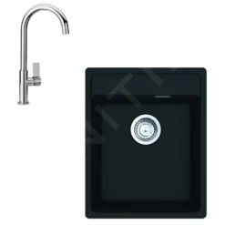 Franke Sets - Set G240, Fragraniet Spoelbak MRG 610-37 RTL En Keukenkraan FP 0408.031, Onyx/chroom 114.0675.647