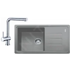 Franke Sets - Keukenset G120, BSG 611-78/39 Fragraniet Spoelbak, Grijze Steen + SAMOA Keukenkraan, Chroom 114.0440.885