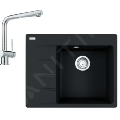 Franke Sets - Set G220, Fragraniet Spoelbak CNG 611-62 TL/7 En Keukenkraan Samoa, Onyx/chroom 114.0650.747