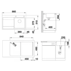 Blanco Divon II - Spoelbak, 860x510 Mm, Met Afdruipdeel En Draaiknopbediening, Rvs 521658 -Exporteren Kraan Lux Winkel 276fd2fc08c2e1e8551d9bec