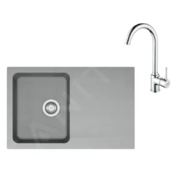 Franke Sets - Set T96, Tectonite Spoelbak OID 611-78 En Kraan FP 9000.031, Grijs/chroom 143.0675.619