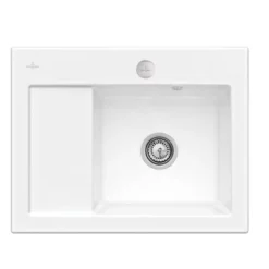Villeroy & Boch Subway 45 - Keramische Spoelbak 65x51 Cm, Excentrische Bediening, CeramicPlus, Stone White 331302RW