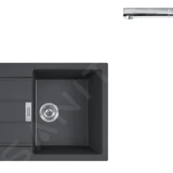 Franke Sets - Set T82, Tectonite Spoelbak S2D 611-78 En Keukenkraan FN 0147.031, Zwart/chroom 143.0618.715