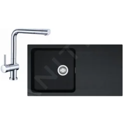 Franke Sets - Spoelbakset T39, OID 611 Tectonite Spoelbak, Zwart + Keukenkraan SAMOA, Chroom 114.0441.299