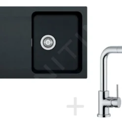 Franke Sets - Spoelbakset T32, Tectonite Spoelbak OID 611-78, Zwart + Keukenkraan FN 0147, Chroom 114.0366.065