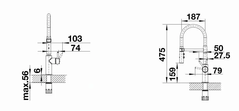 Blanco Catris S - Keukenraan Met Flexibele Uitloop En Sproeikop, Zwart/rvs 525792 4 Blanco Catris S - Keukenraan Met Flexibele Uitloop En Sproeikop, Zwart/rvs 525792 - Afbeelding 2