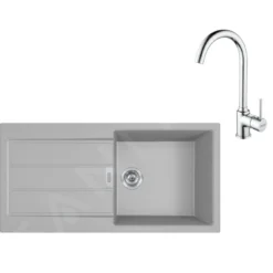 Franke Sets - Keukenset T108, Tectonite Spoelbak S2D 611-100 En Keukenkraan FP 9000.31, Grijs/chroom 143.0675.738