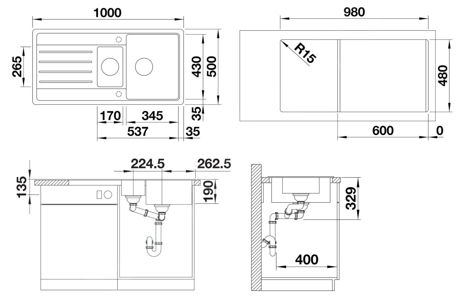 Blanco Legra 6 - Silgranit Spoelbak, 1000x500 Mm, Antraciet 522207 4 Blanco Legra 6 - Silgranit Spoelbak, 1000x500 Mm, Antraciet 522207 - Afbeelding 2