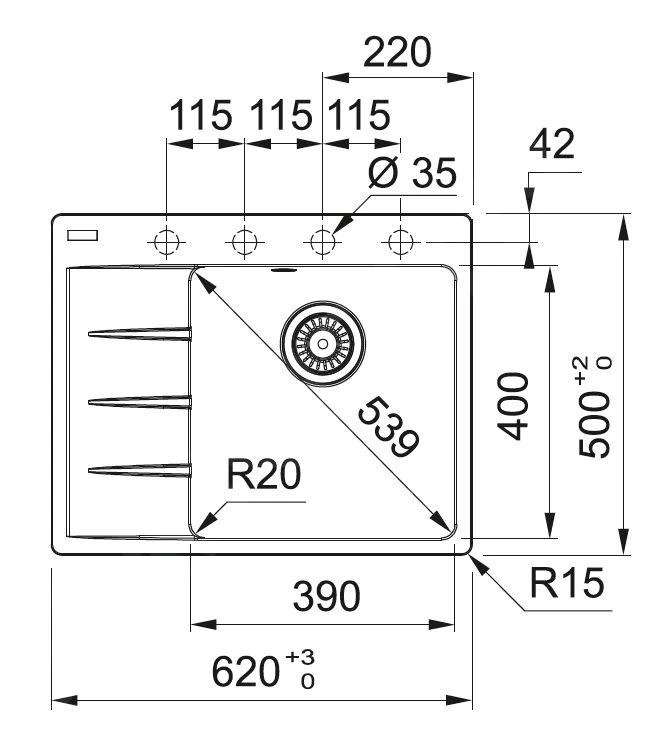 Franke Sets - Set G223, Fragraniet Spoelbak CNG 611-62 TL/7 En Keukenkraan FC 3055.084, Grijze Steen 114.0650.777 4 Franke Sets - Set G223, Fragraniet Spoelbak CNG 611-62 TL/7 En Keukenkraan FC 3055.084, Grijze Steen 114.0650.777 - Afbeelding 2