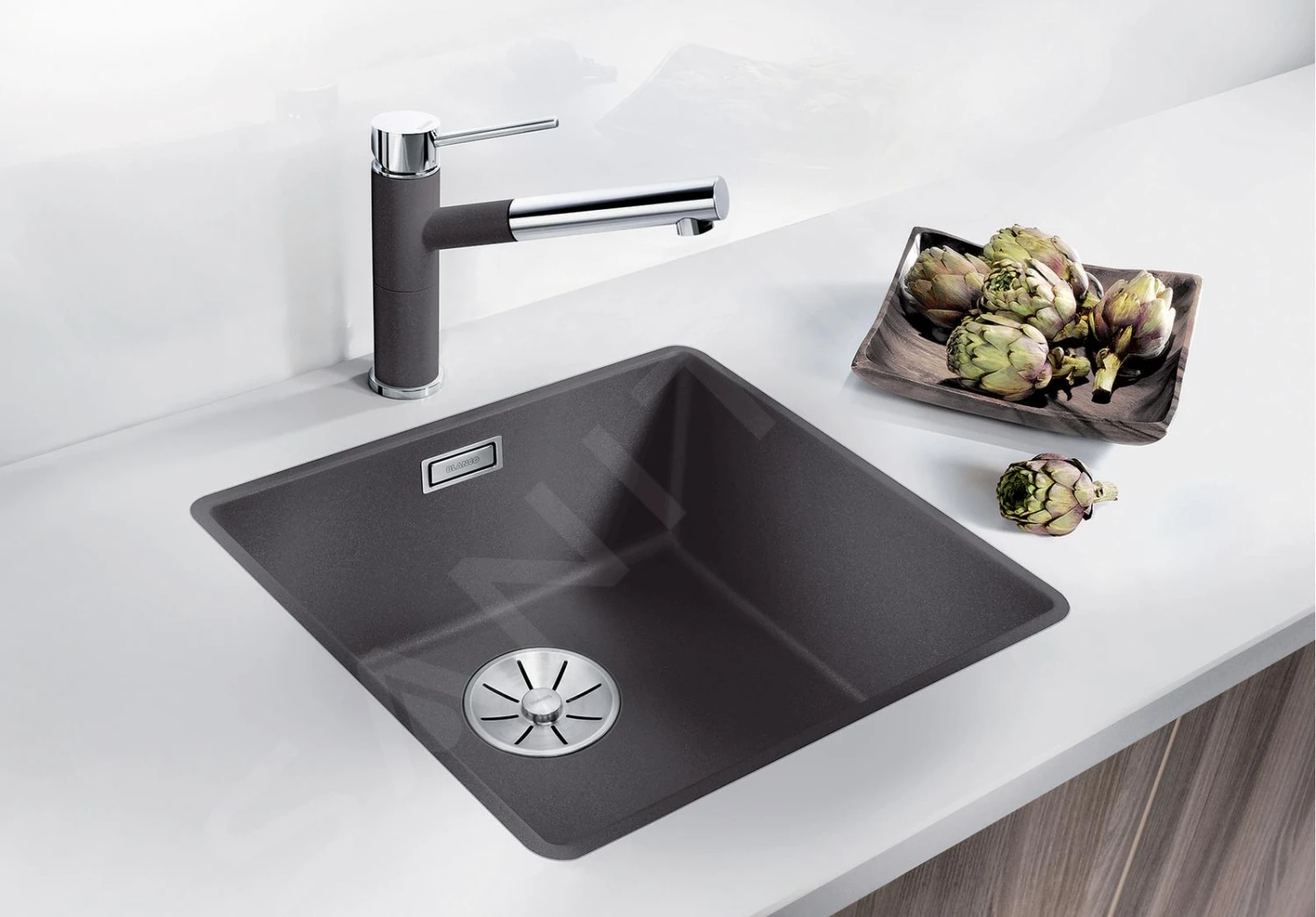 Blanco Subline 400 - Silgranit Spoelbak, 427x427 Mm, Grijze Rots 523495 5 Blanco Subline 400 - Silgranit Spoelbak, 427x427 Mm, Grijze Rots 523495 - Afbeelding 3