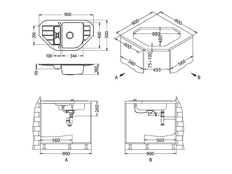 Alveus Niagara - Granieten Spoelbak 900x500 Mm, Met Draaiknopbediening, Steel 1107862 4 Alveus Niagara - Granieten Spoelbak 900x500 Mm, Met Draaiknopbediening, Steel 1107862 - Afbeelding 2