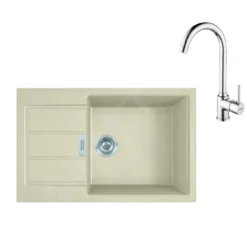 Franke Sets - Keukenset T106, Tectonite Spoelbak S2D 611-78 XL En Keukenkraan FP 9000.031, Beige/chroom 143.0675.734