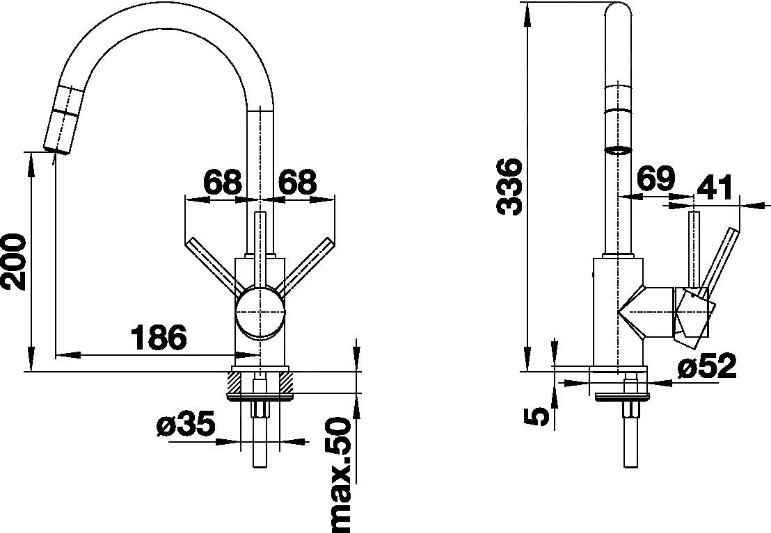 Blanco Mida S - Keukenraan Met Uittrekbare Sproeikop, Zwart/chroom 526146 4 Blanco Mida S - Keukenraan Met Uittrekbare Sproeikop, Zwart/chroom 526146 - Afbeelding 2