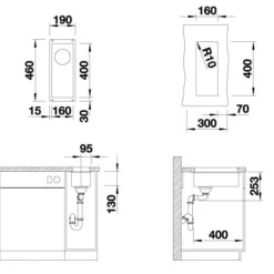 Blanco Subline 160 - Silgranit Spoelbak, 190x460 Mm, Zwart 525981 -Exporteren Kraan Lux Winkel 485ee26315be0f1fc9c24631
