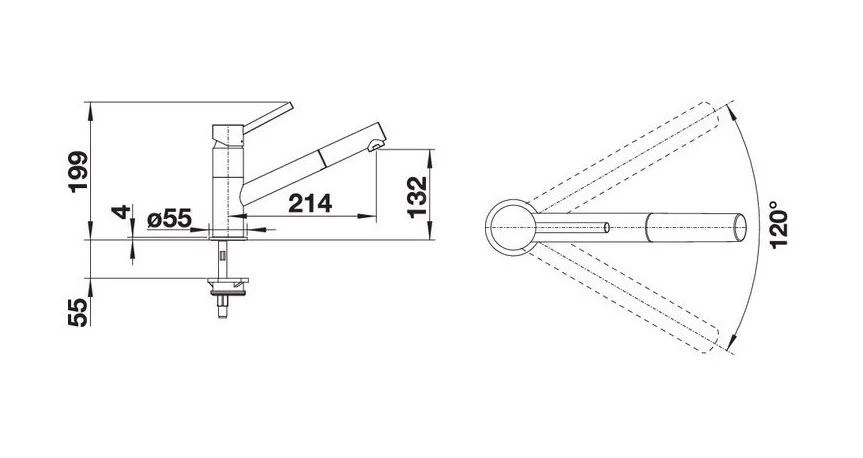 Blanco Kano S - Keukenkraan Met Uittrekbare Sproeikop, Chroom 521503 4 Blanco Kano S - Keukenkraan Met Uittrekbare Sproeikop, Chroom 521503 - Afbeelding 2