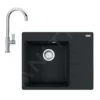 Franke Sets - Set G214, Fragraniet Spoelbak CNG 611-62 TL/2 En Keukenkraan FP 0408.031, Mat Zwart/chroom 114.0650.764
