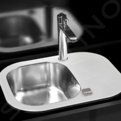 Alveus Wave - Spoelbak 620x500 Mm, Met Draaiknopbediening, Wit Glas/rvs 1102727 -Exporteren Kraan Lux Winkel 4f86aa4e443f2ad339040c3d