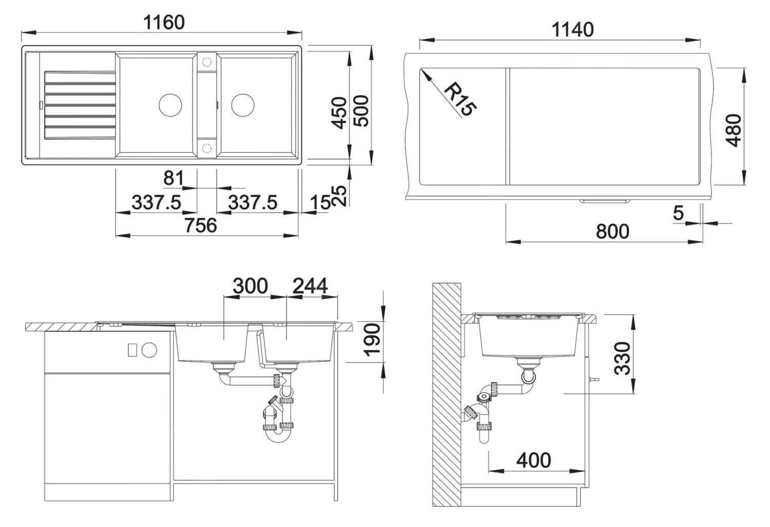 Blanco Zia 8 - Silgranit Spoelbak, 1160x500 Mm, Coffee 515602 4 Blanco Zia 8 - Silgranit Spoelbak, 1160x500 Mm, Coffee 515602 - Afbeelding 2