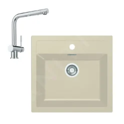 Franke Sets - Keukenset T13, Tectonite Spoelbak SID 610 En Keukenkraan Samoa, Beige/chroom 143.0675.723