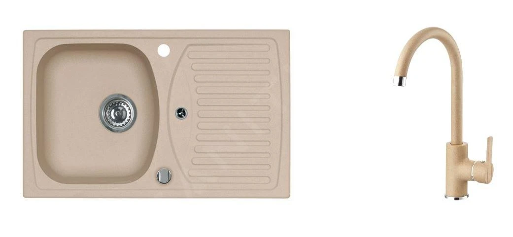 Alveus Sets - Set Spoelbak Record 30 En Keukenkraan Tonia, Beige SETA112 3 Alveus Sets - Set Spoelbak Record 30 En Keukenkraan Tonia, Beige SETA112