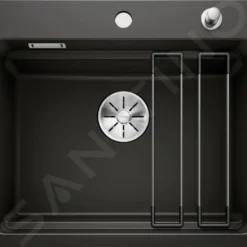 Blanco Etagon 6 - Keramische Spoelbak, 584x510 Mm, Met Draaiknopbediening En Accessoires, Zwart 525162