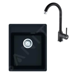 Franke Sets - Set G241, Fragraniet Spoelbak MRG 610-37 RTL En Keukenkraan FP 9000.071, Onyx 114.0675.656