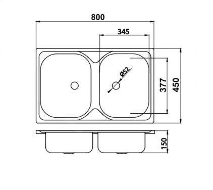 Novaservis Spoelbakken - Spoelbak 450x800 Mm Zonder Overloop, Rvs DR45/80 4 Novaservis Spoelbakken - Spoelbak 450x800 Mm Zonder Overloop, Rvs DR45/80 - Afbeelding 2