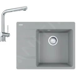 Franke Sets - Set G220, Fragraniet Spoelbak CNG 611-62 TL/7 En Keukenkraan Samoa, Grijze Steen/chroom 114.0650.748