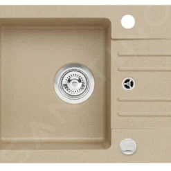 Alveus Cortina - Granieten Spoelbak 580x420 Mm, Met Draaiknopbediening, Beige 1117077