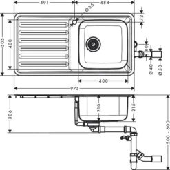 Hansgrohe Spoelbakken - Inbouw Spoelbak S4111-F400 Met Waste Inrichting, RVS 43341800 -Exporteren Kraan Lux Winkel 6422cab9620b1edc9cf51e3e