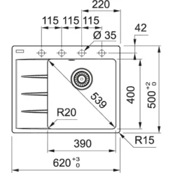 Franke Sets - Set G215, Fragraniet Spoelbak CNG 611-62 TL/2 En Keukenkraan FC 3055.084, Grijze Steen/chroom 114.0650.773 -Exporteren Kraan Lux Winkel 645775974ffd745dadb93c0c 5