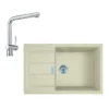 Franke Sets - Set T87, Tectonite Spoelbak S2D 611-78 XL En Kraan Samoa, Beige/chroom 143.0675.735