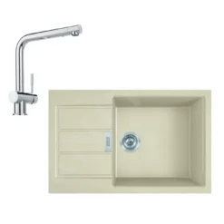 Franke Sets - Set T87, Tectonite Spoelbak S2D 611-78 XL En Kraan Samoa, Beige/chroom 143.0675.735