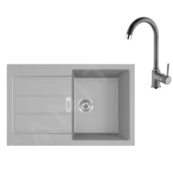 Franke Sets - Keukenset T105, Tectonite Spoelbak S2D 611-78 En Keukenkraan FP 9000.084, Grijs 143.0675.731